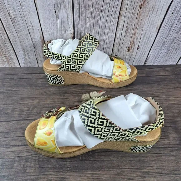 L'Artiste By Spring Step Radd Floral Cork Wedge Sandals Women's 10.5-11 EU 42 - Picture 5 of 10